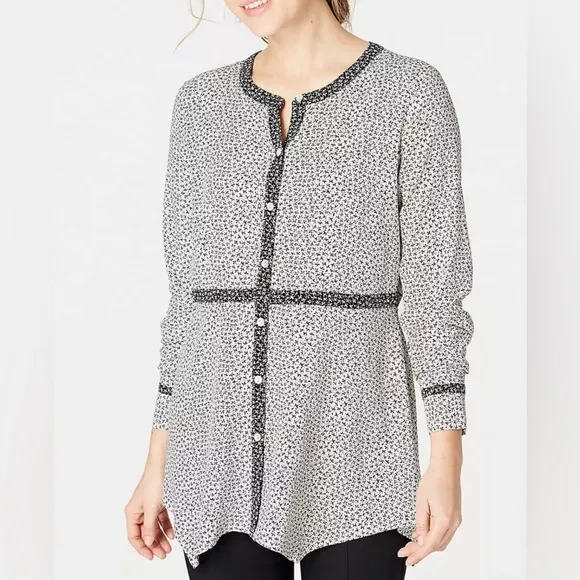 J. Jill Black and White Button Down Shirt Lightweight Ultra Soft Womens Medium Size undefined - Image 2