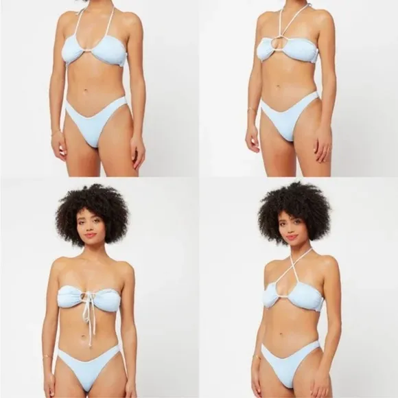 L*Space Bikini Swimsuit Dawn Top Cabana Bottom in Shimmer Sky Blue XL NWT - Image 2