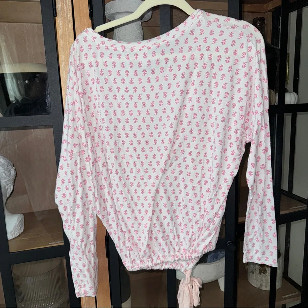 Eberjey pajamas gisele modal long sleeve tee top block floral print drawstring - Image 4