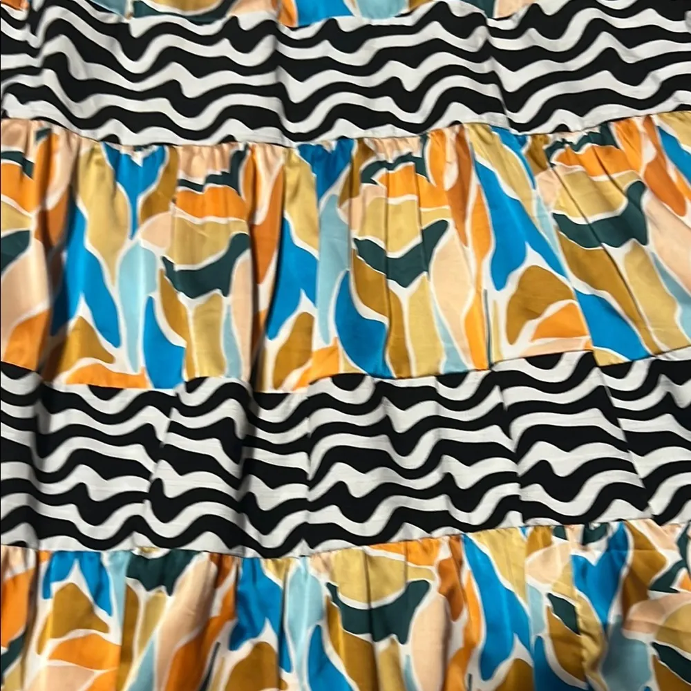 Voy Blue and Orange Tiered Ruffled dress new boutique dress Size L - Image 2