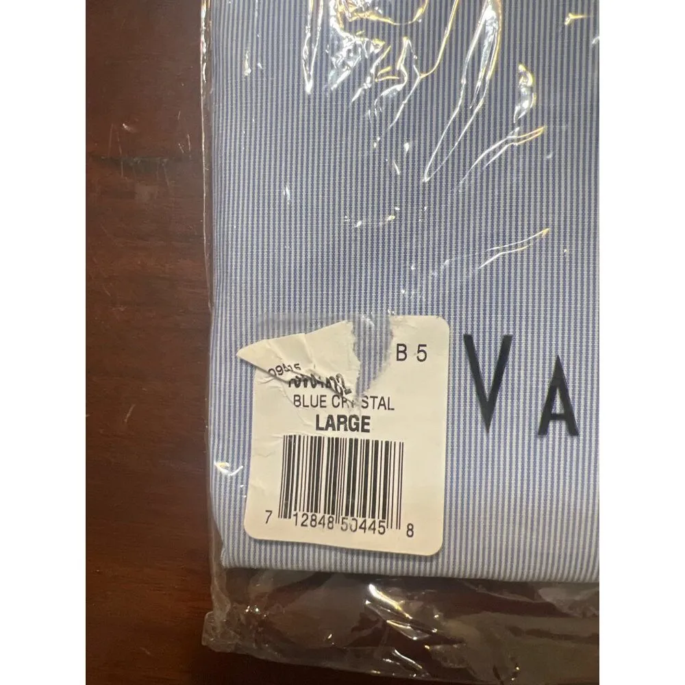 Van Heusen For Her Blue Crystal Striped Long Sleeve Button Up Shirt Sz L NWT - Image 3