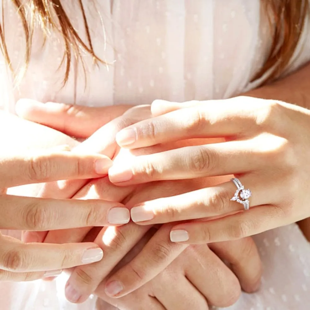 OVAL Cubic Zirconia CZ Stackable Rings Rose Gold Ring Set - Image 5