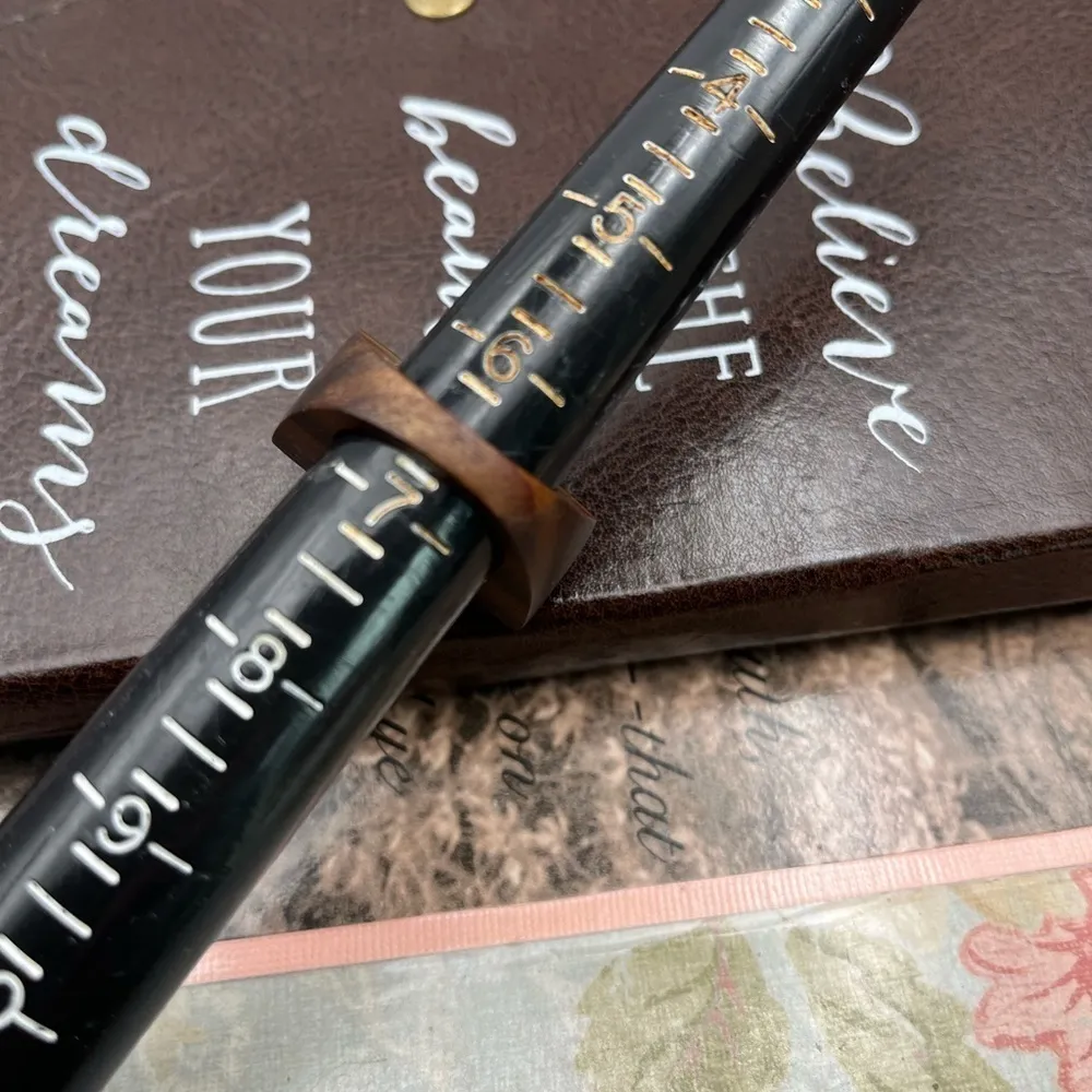 Vintage Wood & Metal “hi” Statement Ring Size 6.5 Boho Indie Unique Brown - Image 7