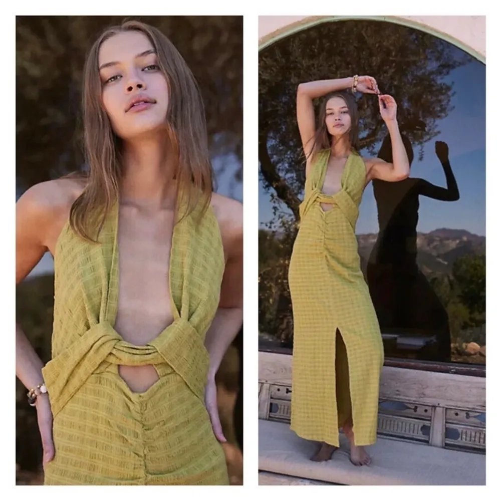 FREE PEOPLE Endless Summer Nya Olive Green Cutout Maxi Dress Medium NEW Sexy - Image 3