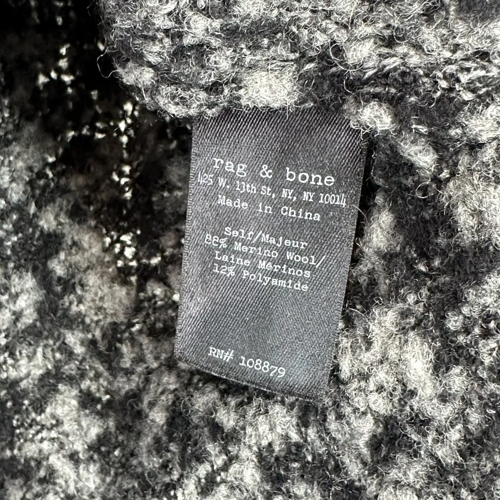 Rag & Bone Black & Gray Textured Merino Wool Blend Sweater Size Small - Image 5