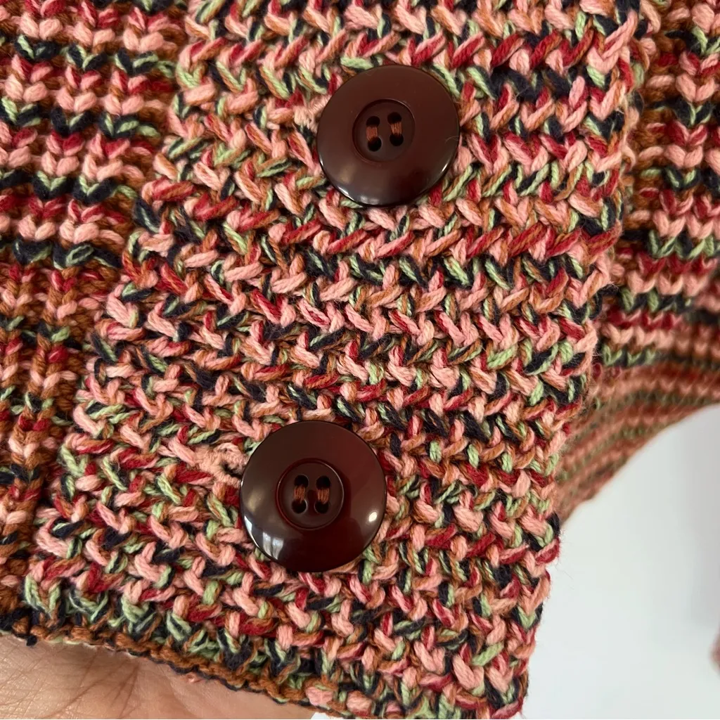 The Great. The Cropped Montana Cardigan Mixed Weave Sz 1 (S) Pink - Image 5