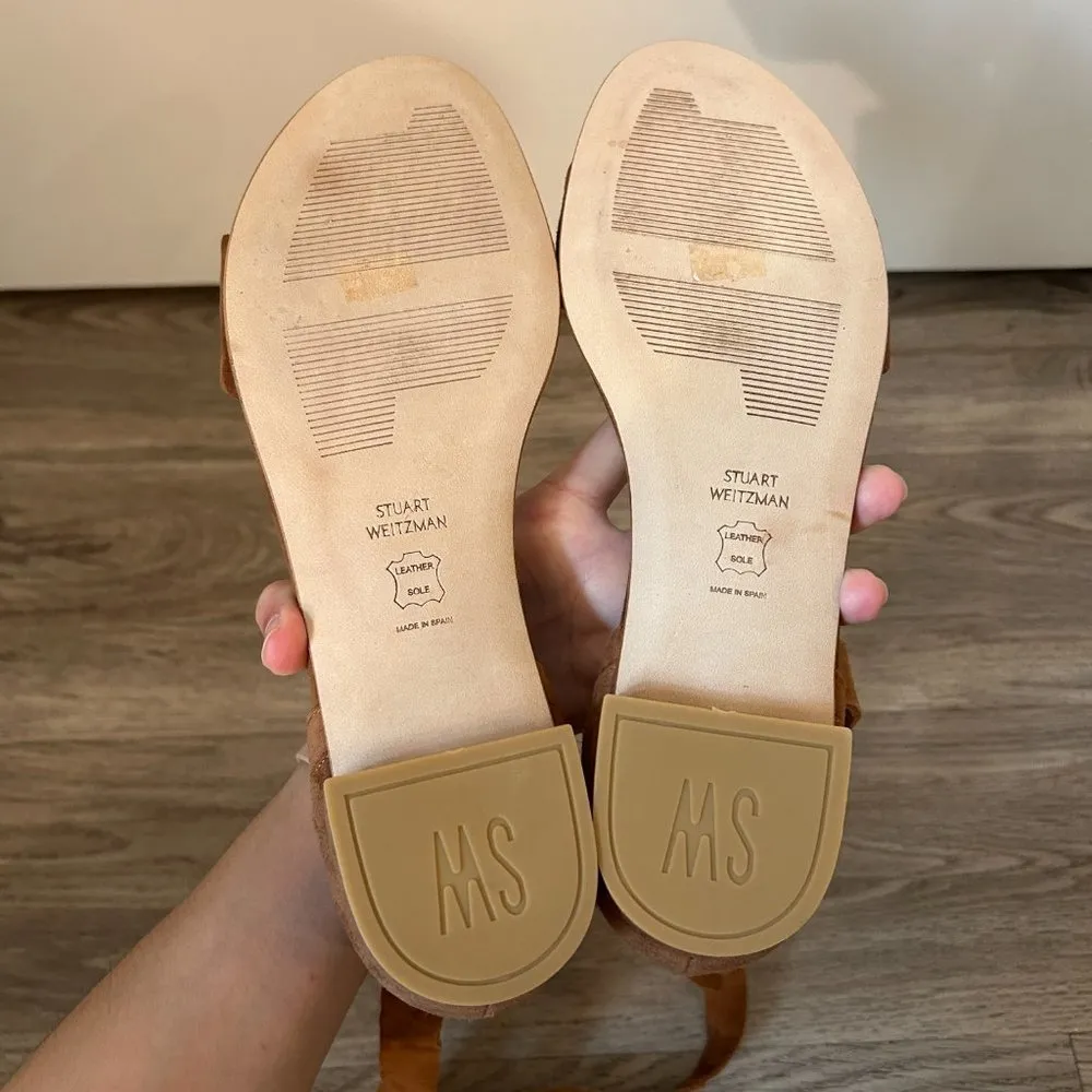 Stuart Weitzman Brown Suede Ankle Wrap Corbata Sandals Size 7 NWOT - Image 11