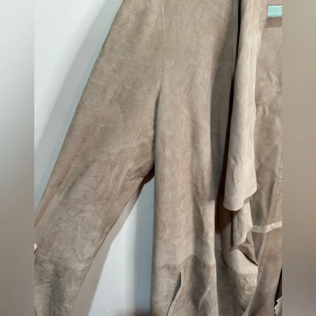 GERARD DAREL GOAT‎ Suede Jacket Longline Coat 38 - Image 3