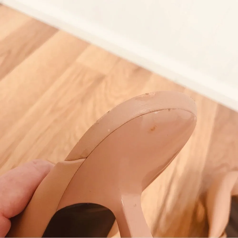 MARC FISHER Delian Nude Tan Leather Slide Sandal Heel Slip On Knotted Sz 7.5 New - Image 9