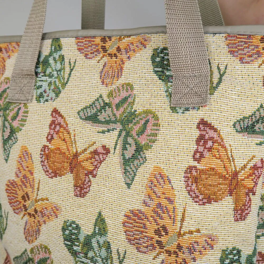 Vintage 90s J Garden Butterfly Tapestry Tote Bag - Image 5