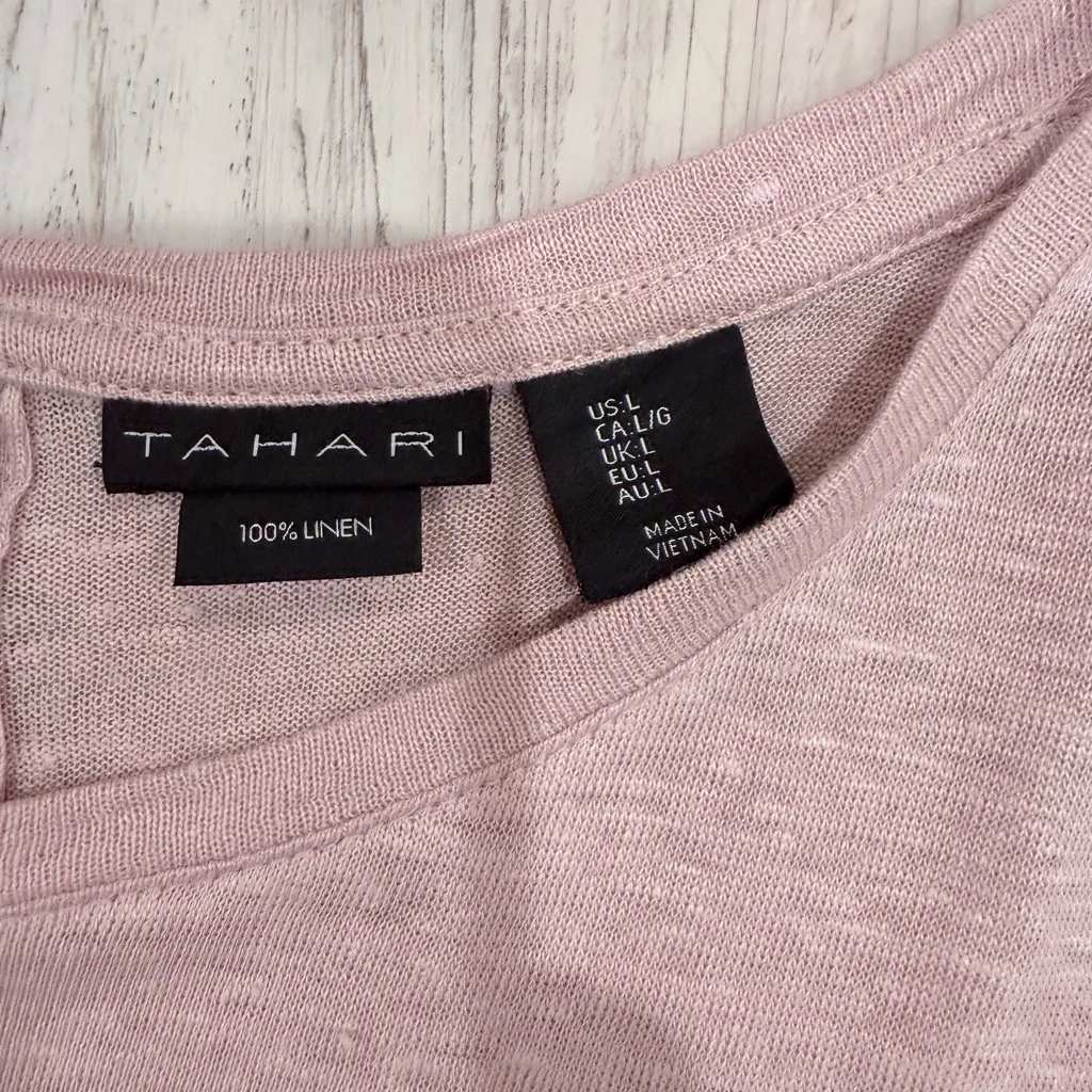 Tahari Pink Linen Top - Image 2