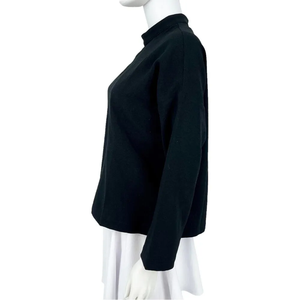 Madewell Women's Black Mockneck Bell Sleeve Cropped Shirt Blouse Size Small - Image 2