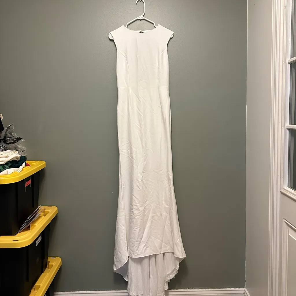 NWT True Violet Bridal Cap Sleeve Backless Maxi Dress in Ivory UK 12 / US 8 White Size undefined - Image 2