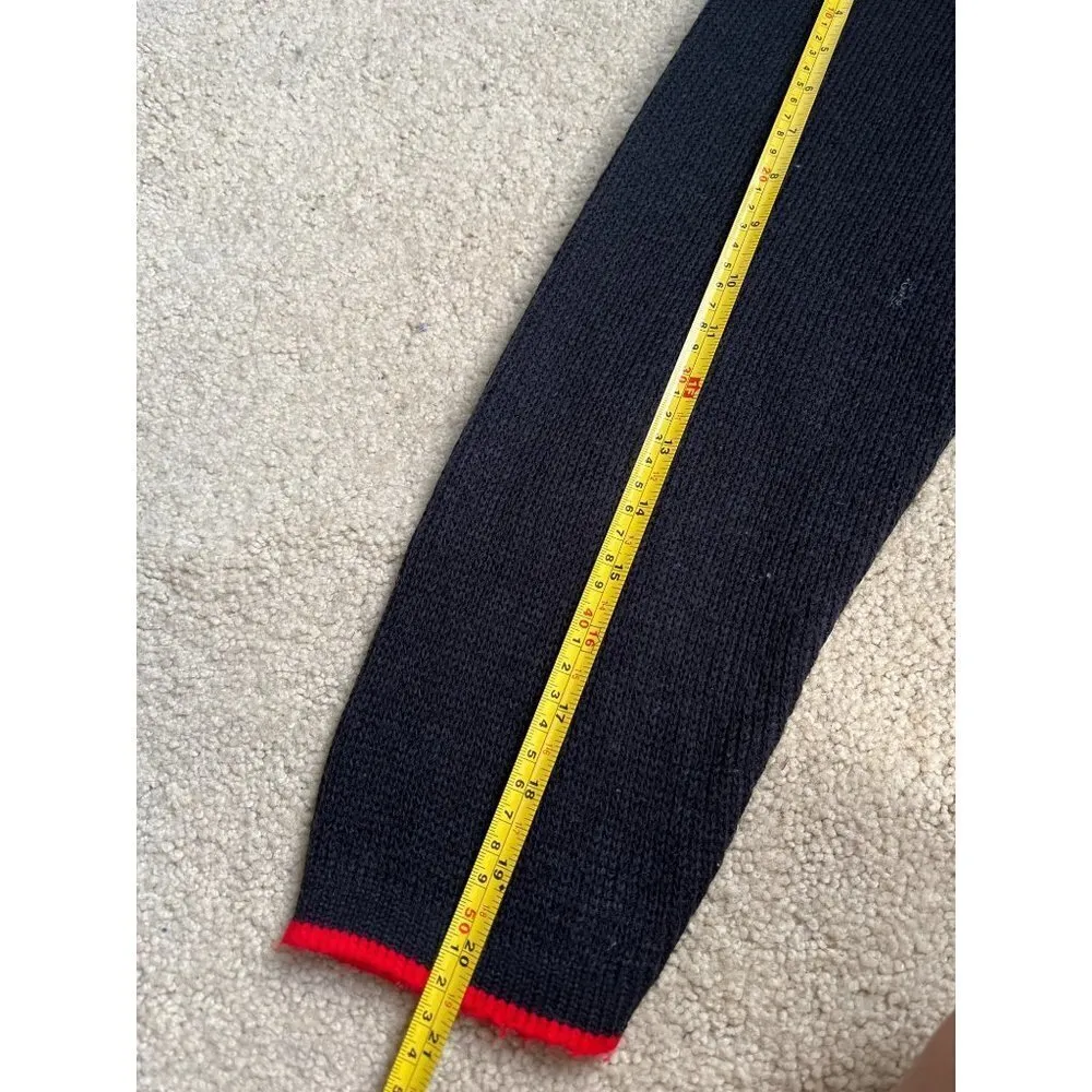 Vintage 80s Nitty AKM navy blue ice skating Christmas teddy bear sweater Med - Image 14