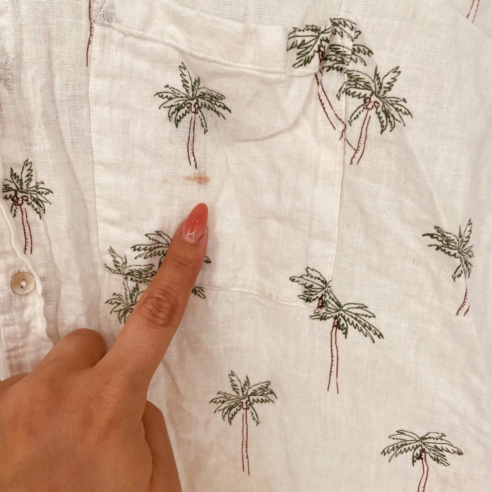 Rails Whitney Sketched Palm Tree Linen Blend Button Down Shirt Size M - Image 7