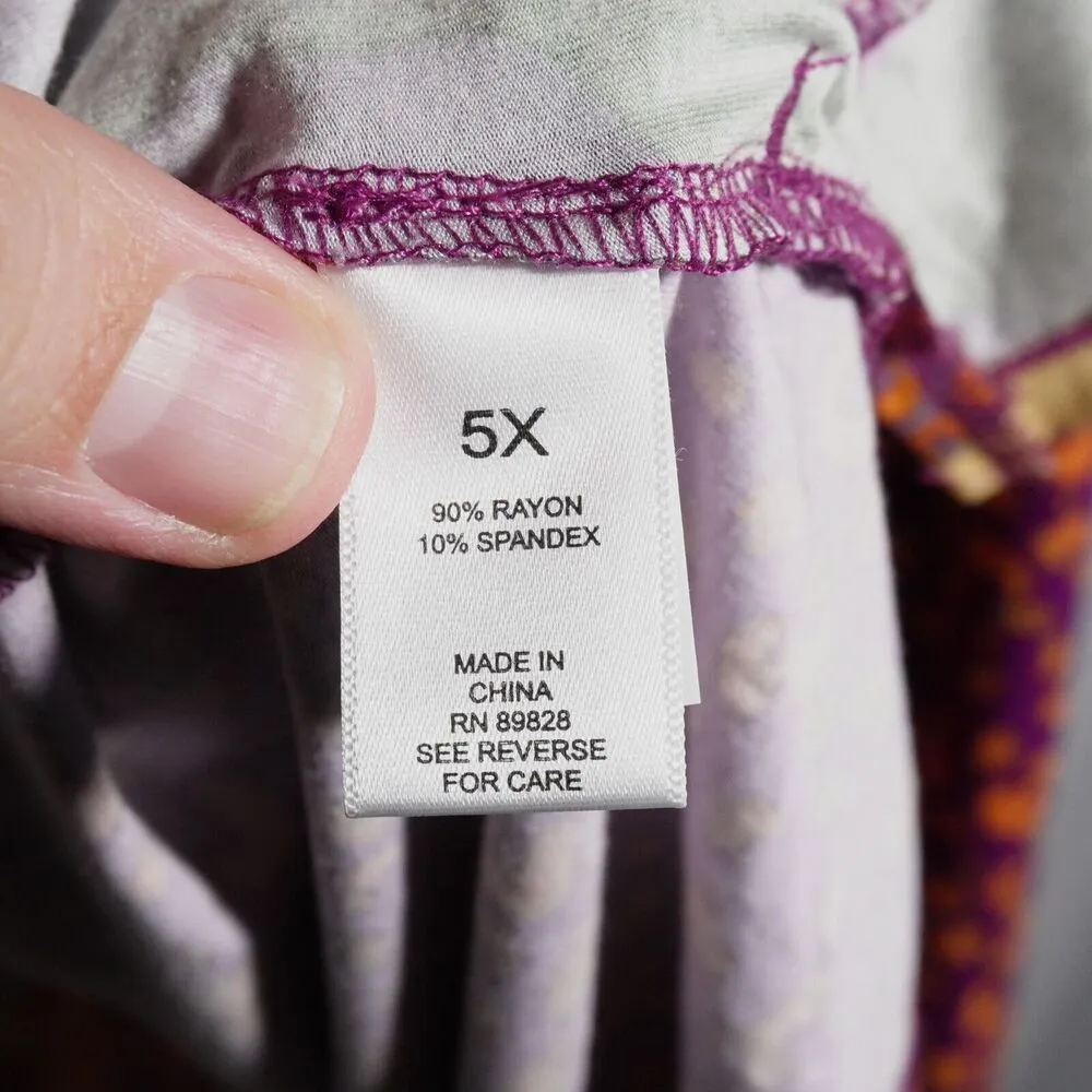 LOGO by LORI‎ GOLDSTEIN 5XL Purple Floral Tunic Top Shirt Blouse Groovy Bright - Image 5