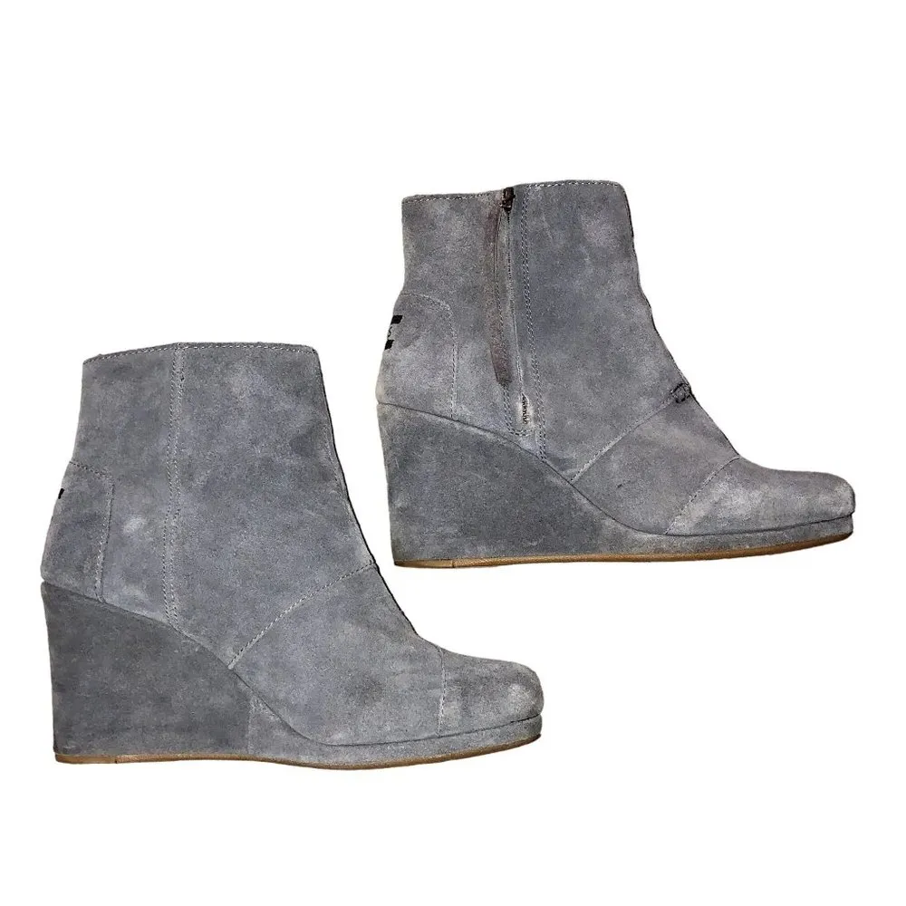 Toms Ankle Boots Womens 10 Used Gray Suede Avery 300614 - Image 16
