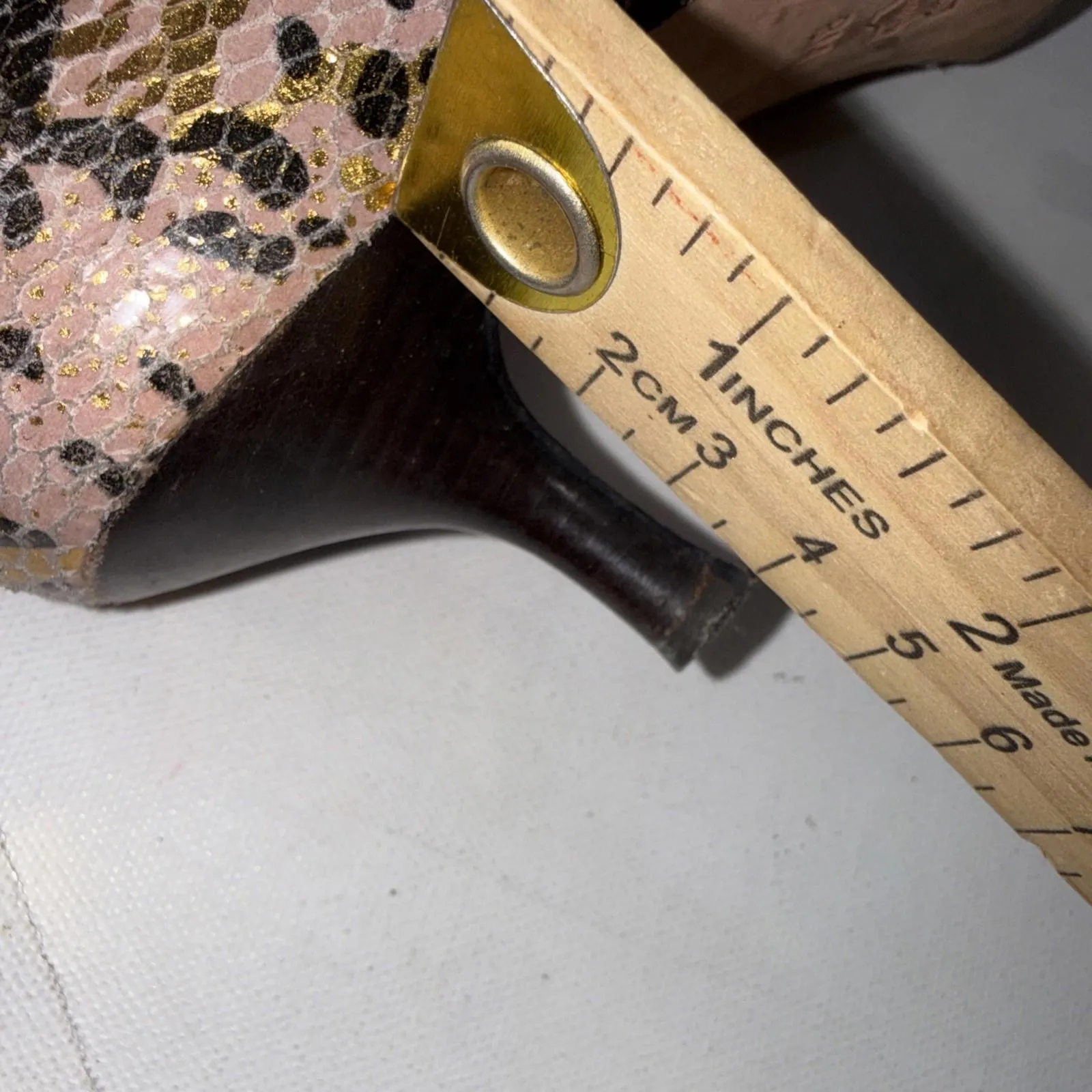 Michael Kors Heels Snake Skin Leather 2" Kitten Heels MK Logo Chain Women's 8M - Image 12