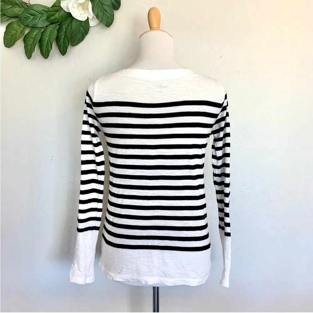 LOFT Sequin Embellished Striped Long Sleeve Shirt XS - Image 5