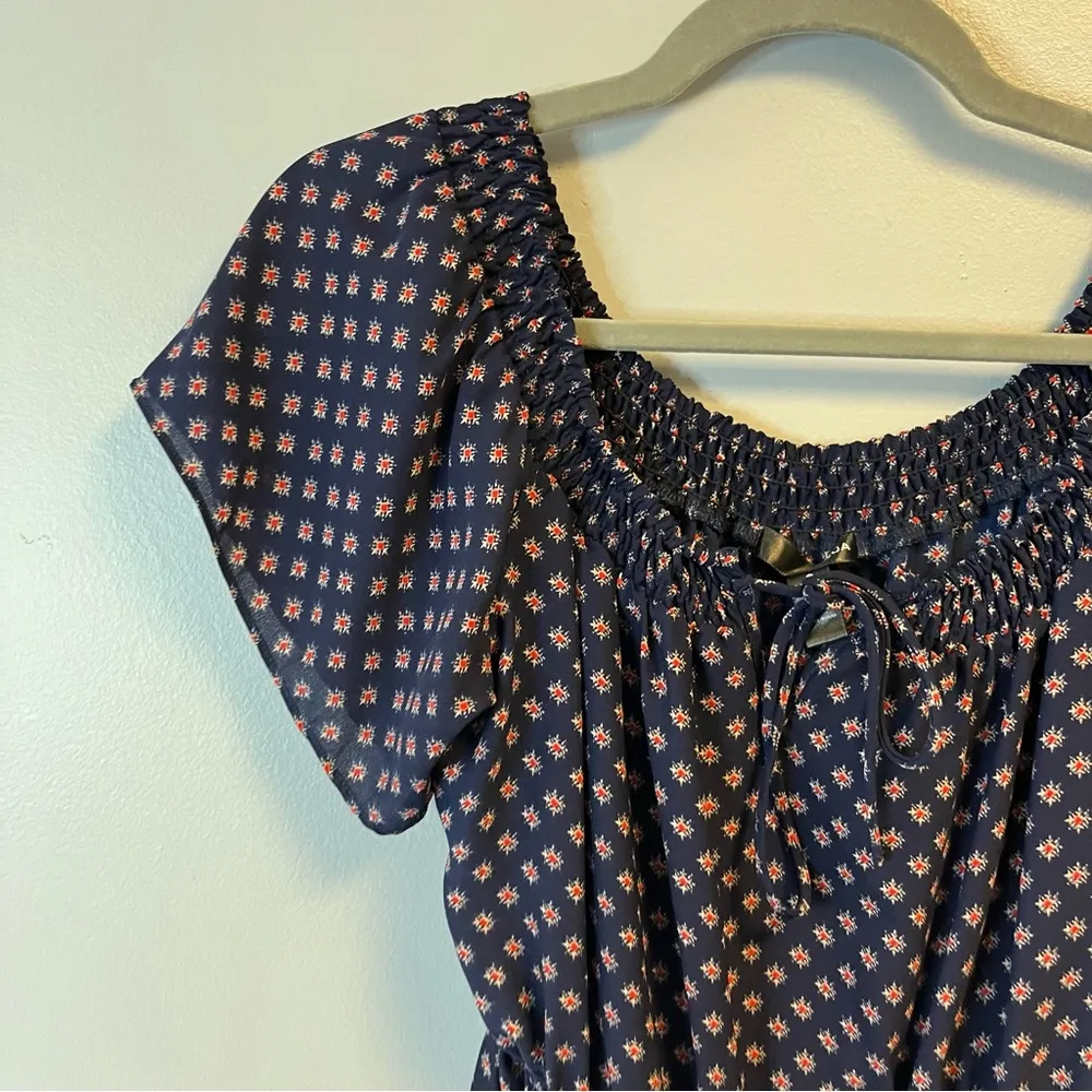 Aqua Romper Blue Pink & White Tribal/Aztec & Floral Printed Romper Sz S EUC - Image 4