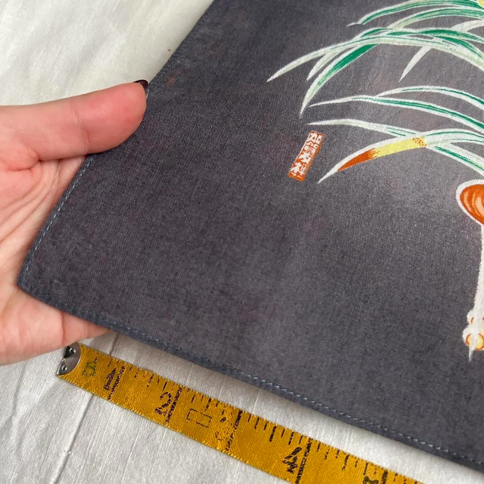 Grey and green Japanese floral print bandana 0840 Gray - Image 2