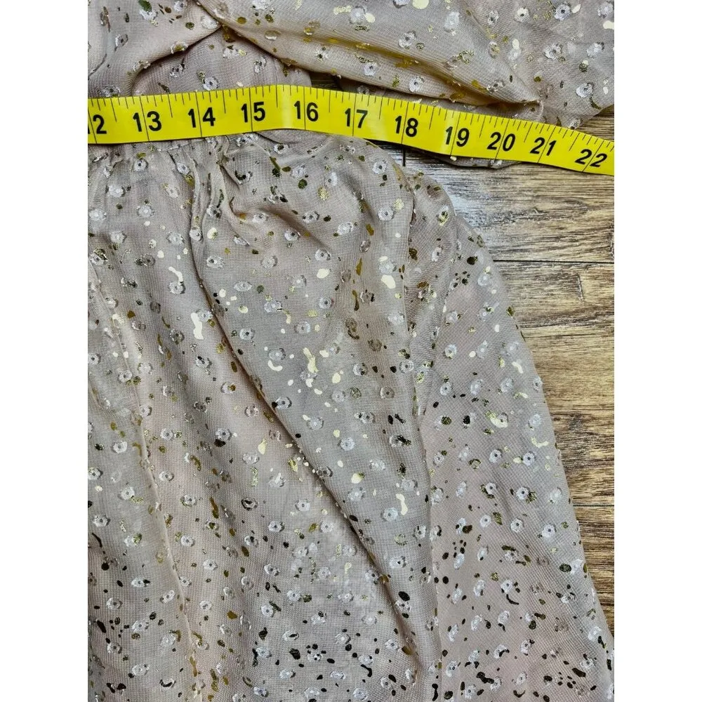 Storia Gold Flaked Embroidered Dots Baby Doll Mini Dress size Med New - Image 12