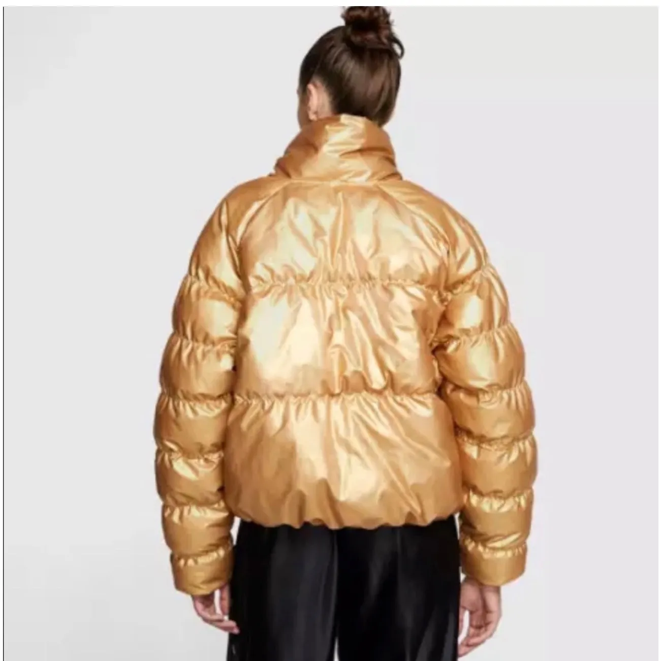 Nike Sportswear Womens Synthetic Fill Shine Jacket Gold Metallic Small S Puffer - Image 2
