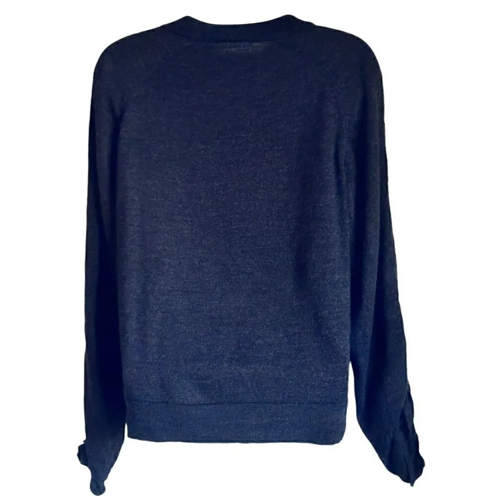 AllSaints dark grey 100% merino wool crew neck tight sleeve Ero Jumper - Size S - Image 7