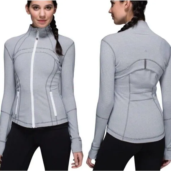 Lululemon Long Sleeve Striped Zip Up Define Jacket Heather Gray Women's Size S - Image 2