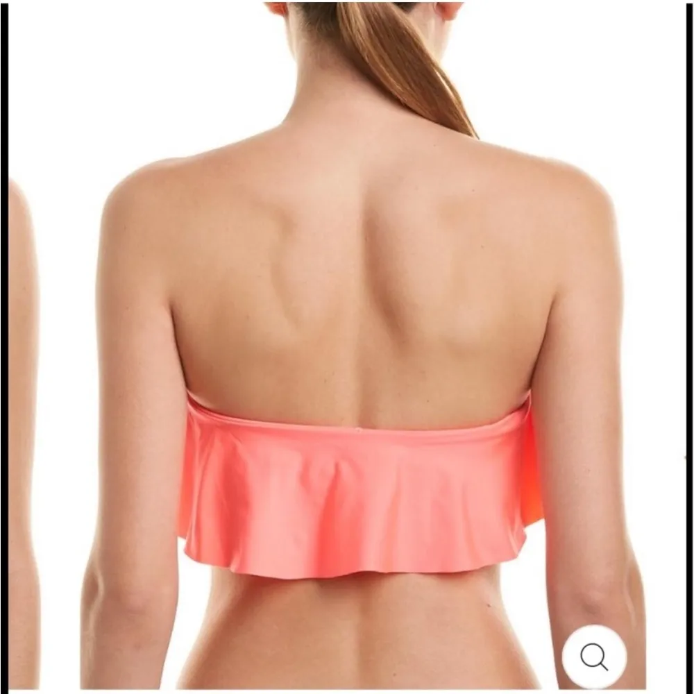 L*space Lynn Tube Bikini Top Strapless Bandeau Coral Pink Ruffle - Image 2