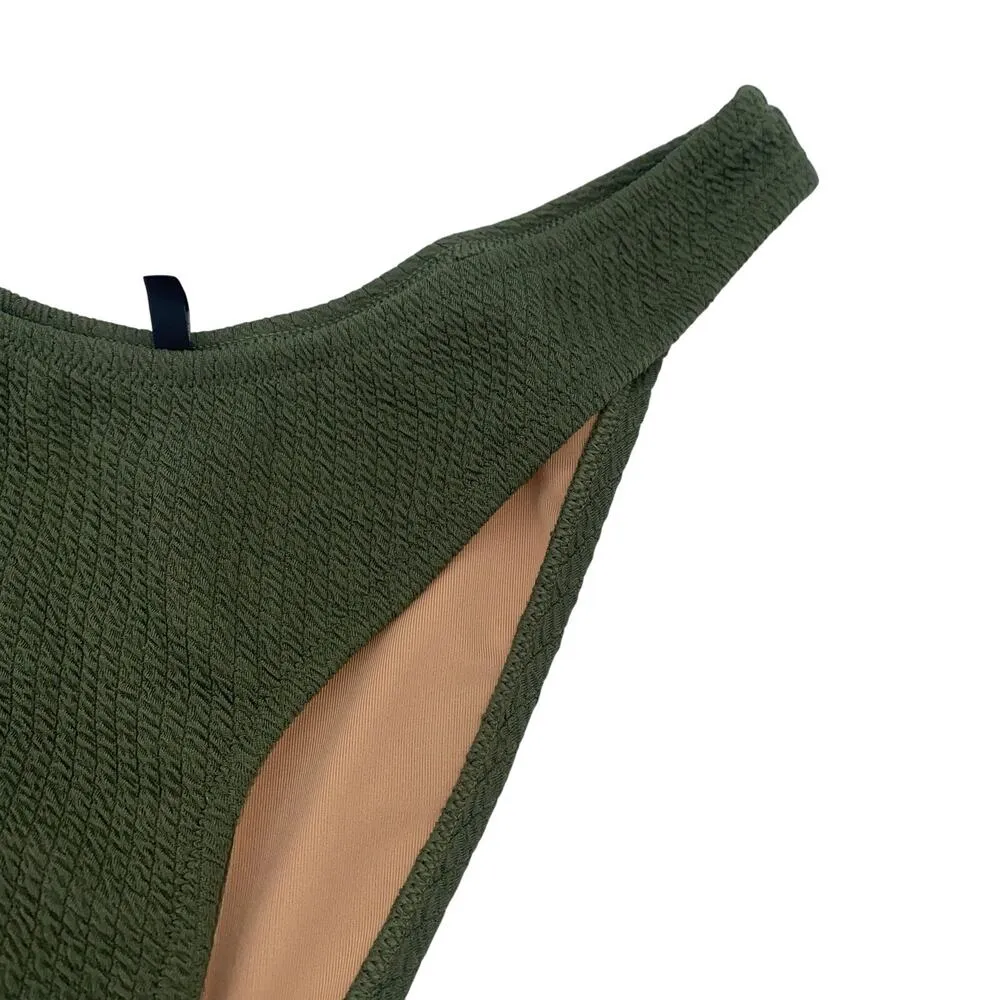 New J. Crew Green Textured Cheeky Bikini Swim Bathing Suit Bottom Women's Medium - Image 4