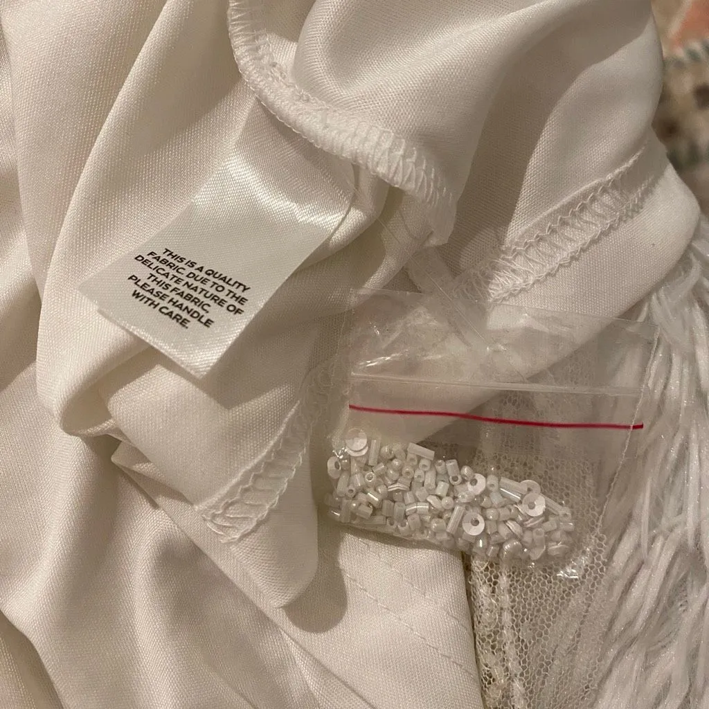 Lulu's Passionate Romance Beaded Sequin Mermaid Wedding Dress in White XL - Image 10