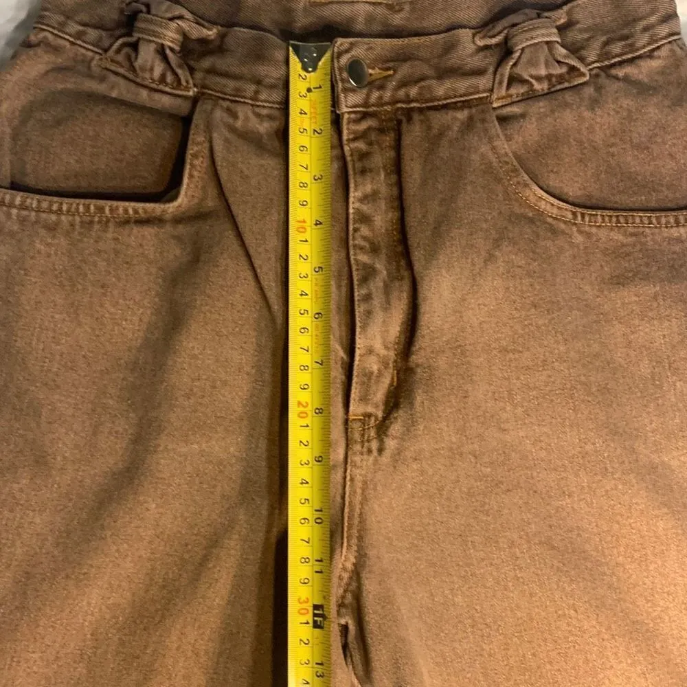 Y2K International Brown Jeans Waist 24 By 28 inseam Bow tie back pocket design Brown - Image 5