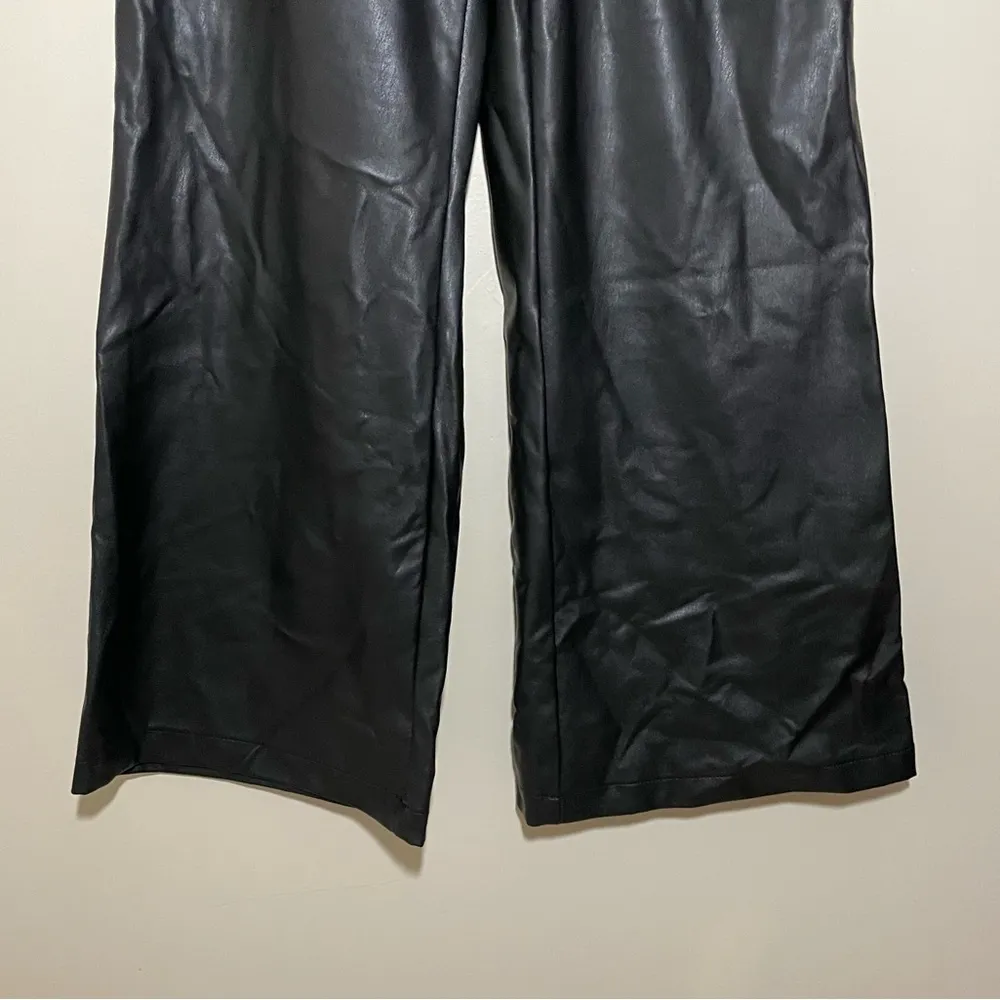 Anthropologie The Naomi Wide Leg Flare Pants Faux Leather - Image 4