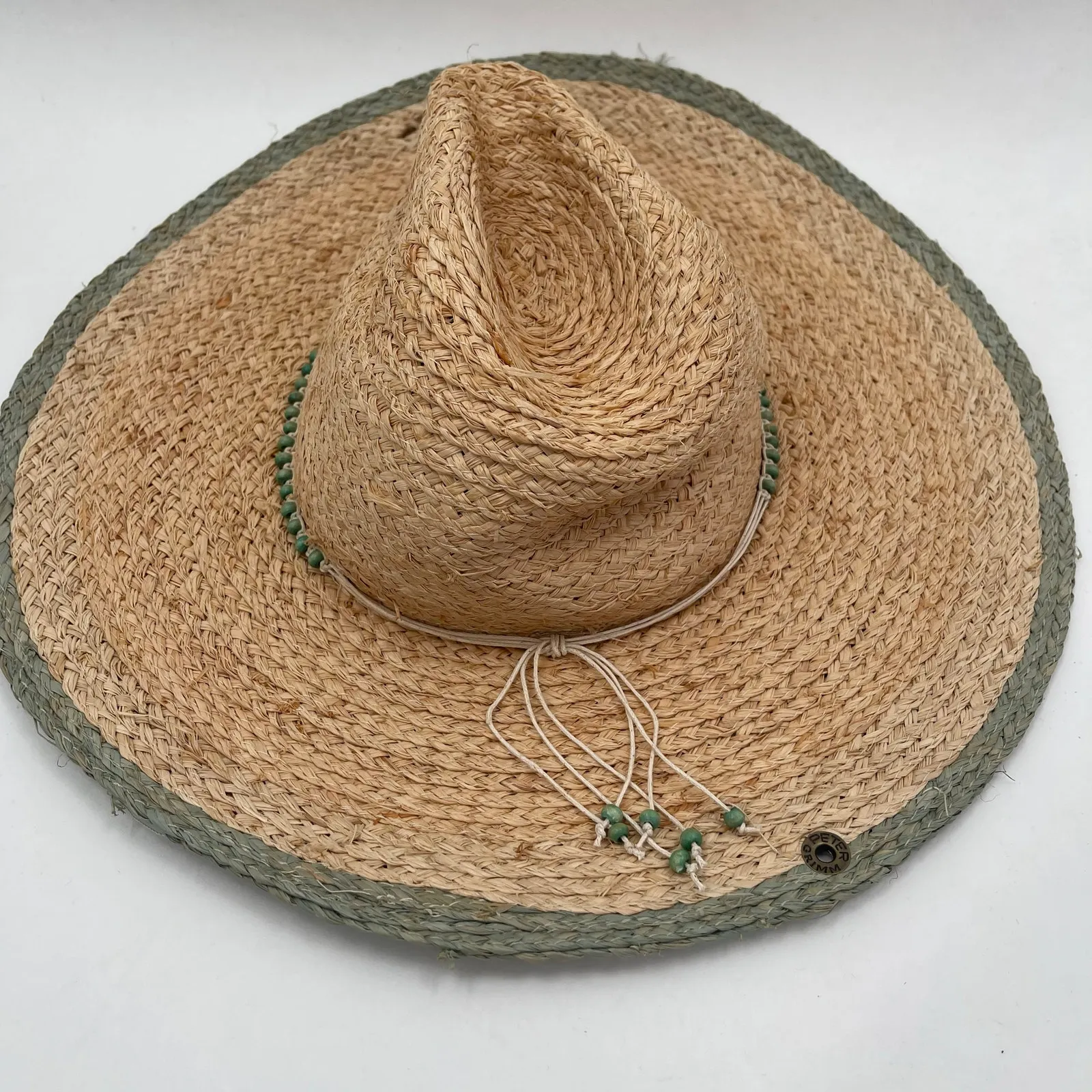 PETER GRIMM Straw Hat Raffia One Size Beaded Tassels Pura Vida Crushable Pack - Image 9