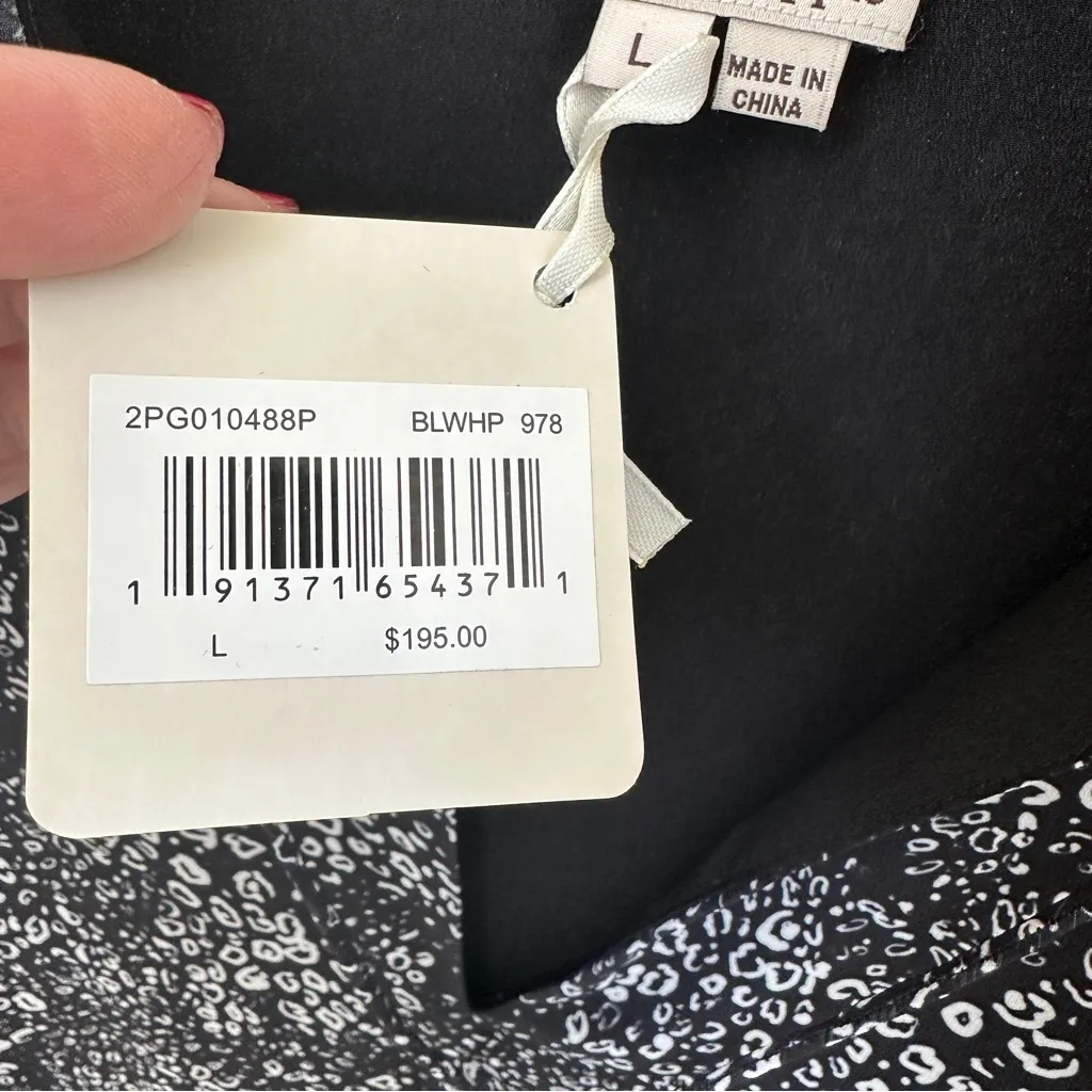 Haute Hippie Split Neck Black and White Patterned Sleeveless Tank Blouse Size L - Image 11