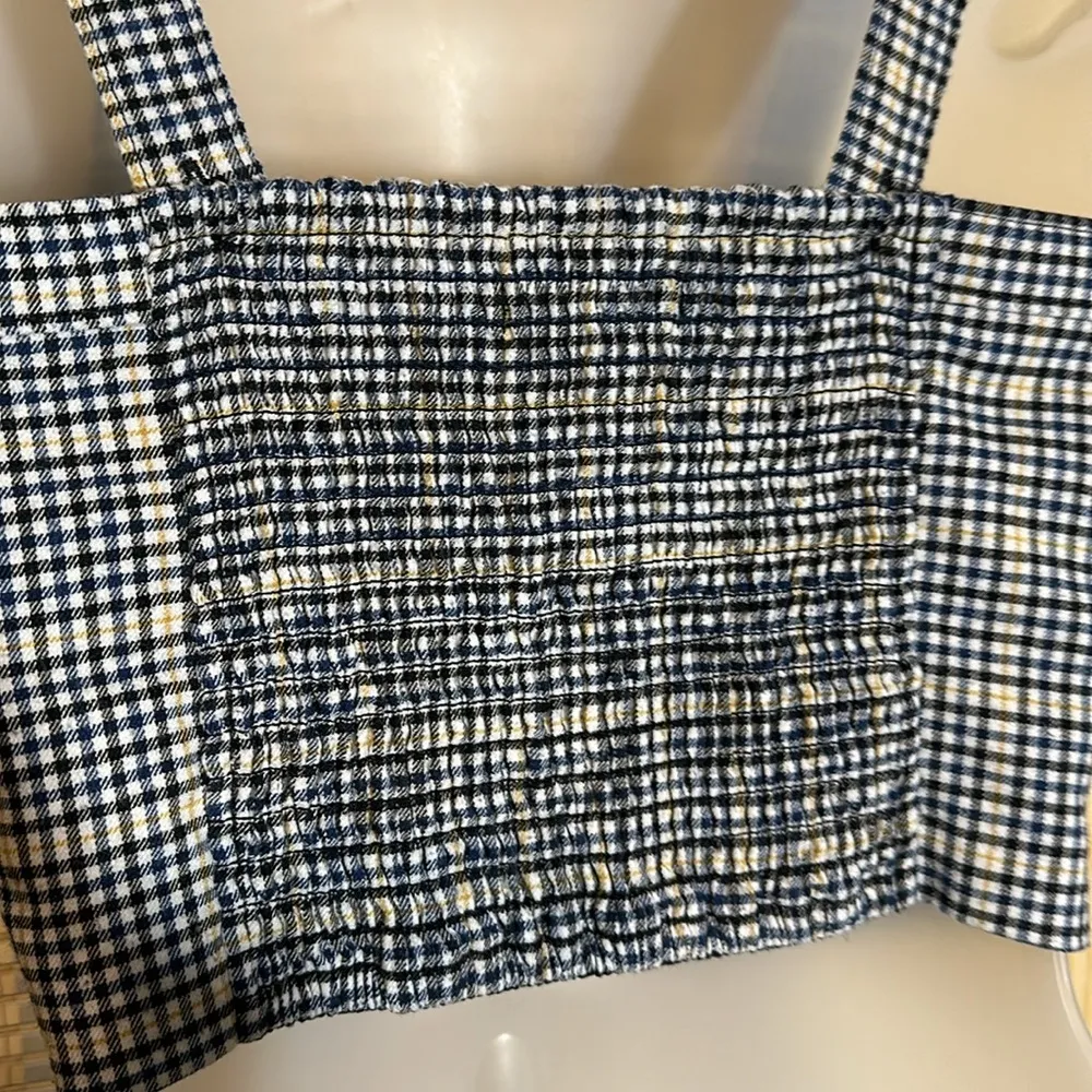 Abercrombie & Fitch Button Front Plaid Cropped Tank Top Vintage 1990s Y2K XS - Image 13