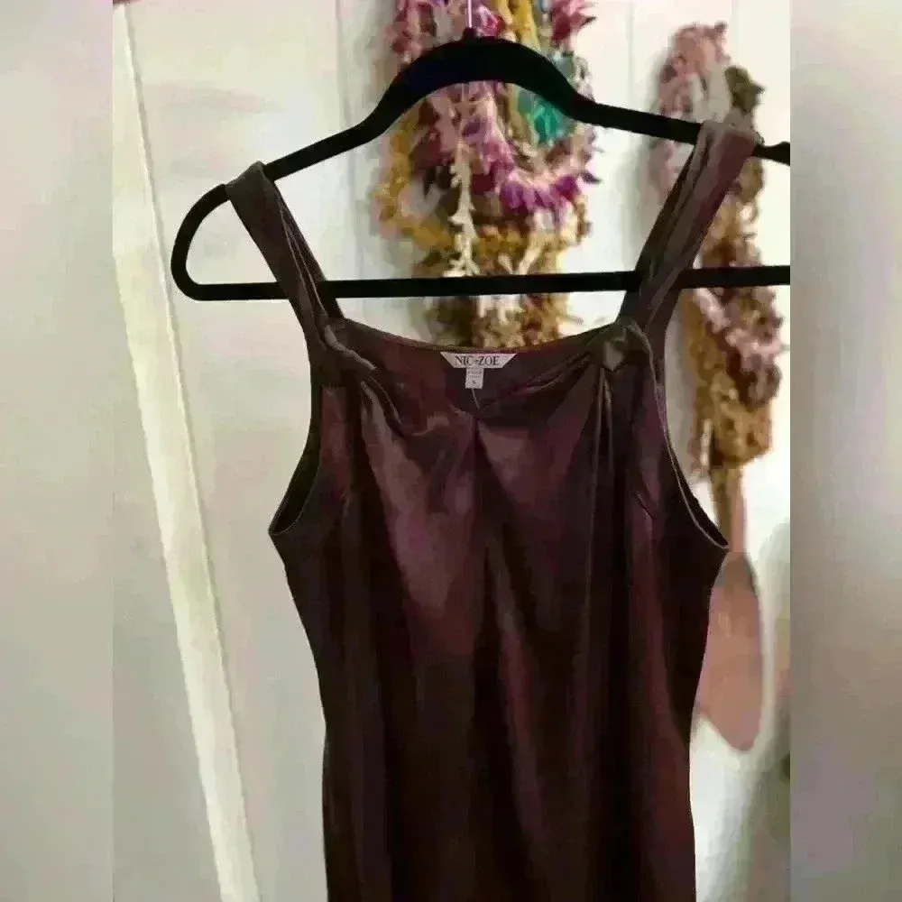 Nic + Zoe Elevated Satin Slip Midi Dress Size Small Redwood Brown Mocha NEW $168 - Image 3