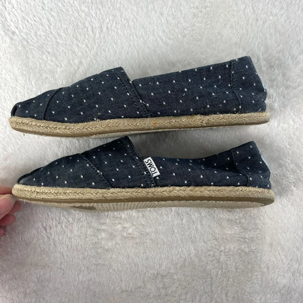 Toms Espadrille Alpargata Dot Chambray‎ Slip On Shoes Womens 6.5 Black Rope Sole - Image 4