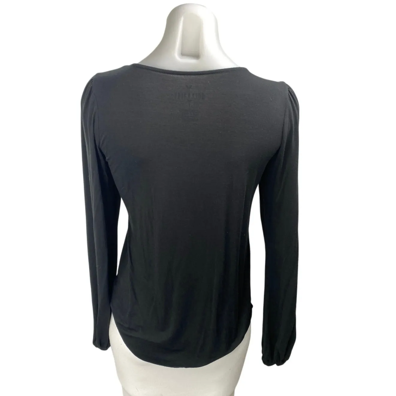 American Eagle Outfitters Black Floral Embroidered Long Sleeve Shirt Top Size S - Image 2