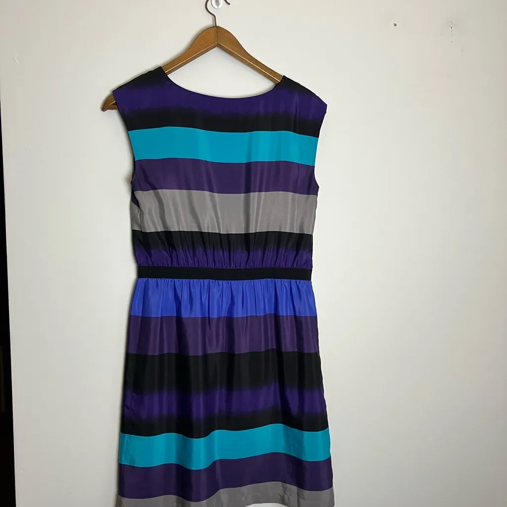 Ann Taylor LOFT Blue Purple Gray Striped Colorblock Dress - Image 6