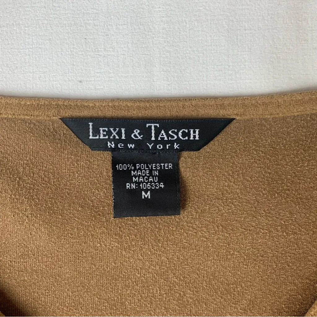 Lexi & Tasch size medium y2k tan tie front eyelet cutout long sleeve shirt 90s b - Image 3