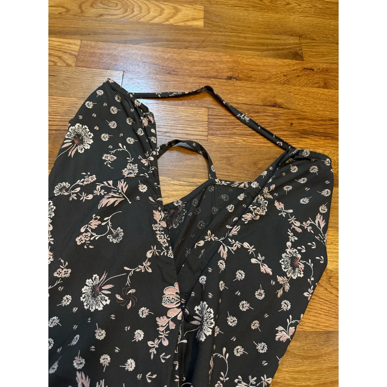 Treasure and Bond Women 8 Brown Tan Floral Print Spaghetti Strap Shift Dress - Image 9