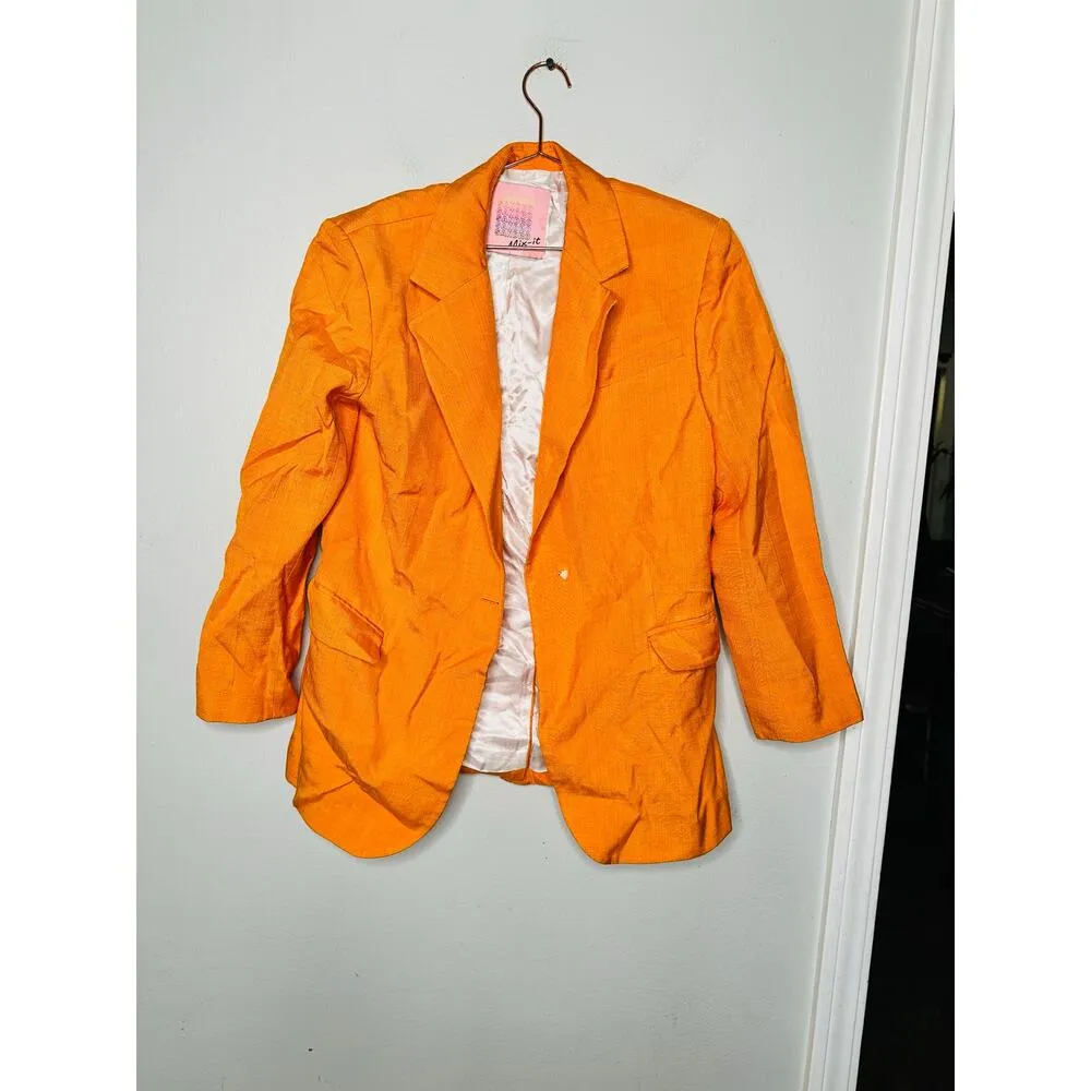 SANDRO Orange Crepe Collar Front Button Long Sleeves Harper Blazer Size 36 - Image 4