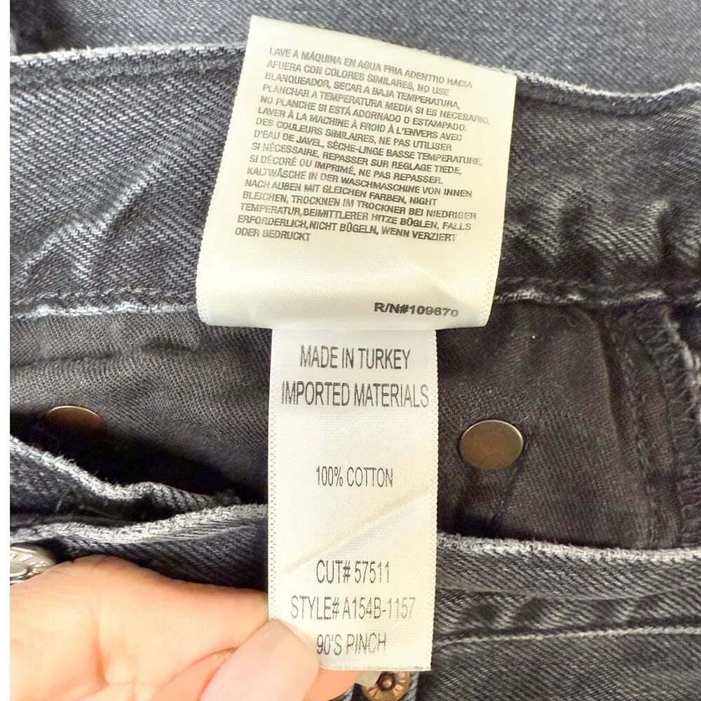 Agolde High Rise Busted Knee Crop Straight Leg Jeans Black Denim Women's Size 28 - Image 6