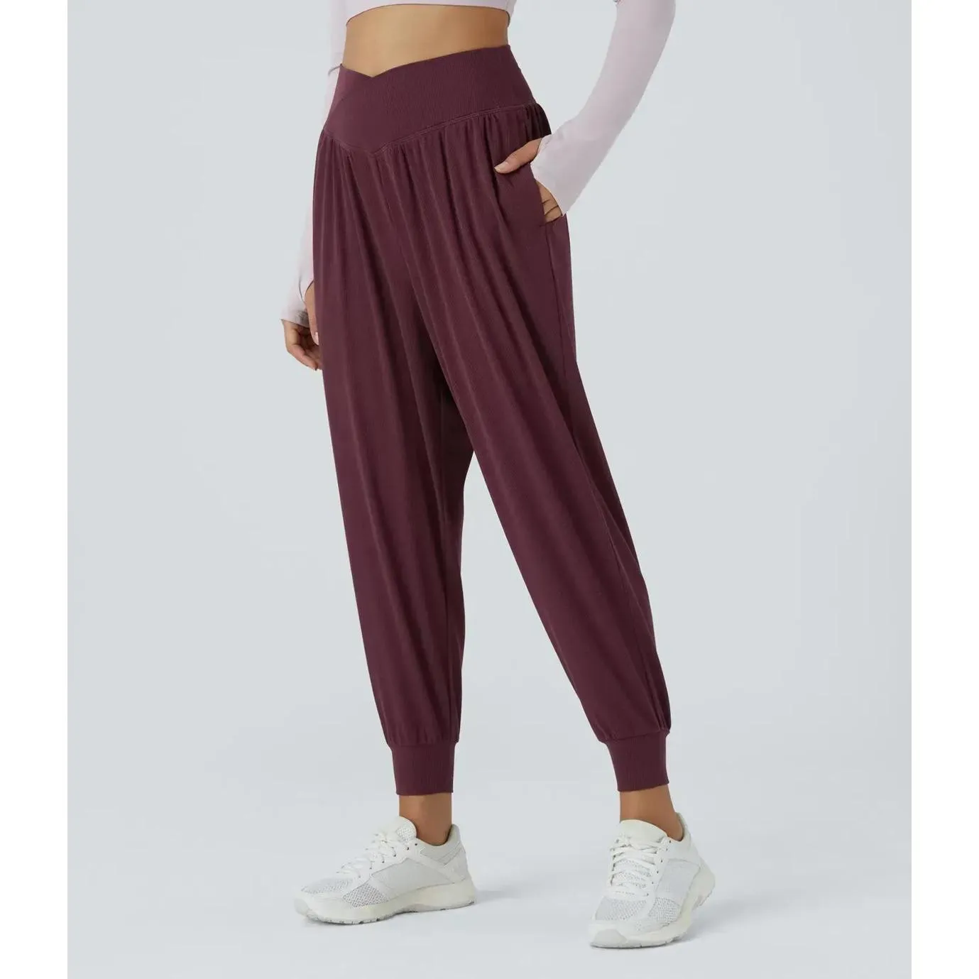 Halara NWT High Waisted Crossover Pocket Waffle Yoga Joggers - Size Small - Image 3