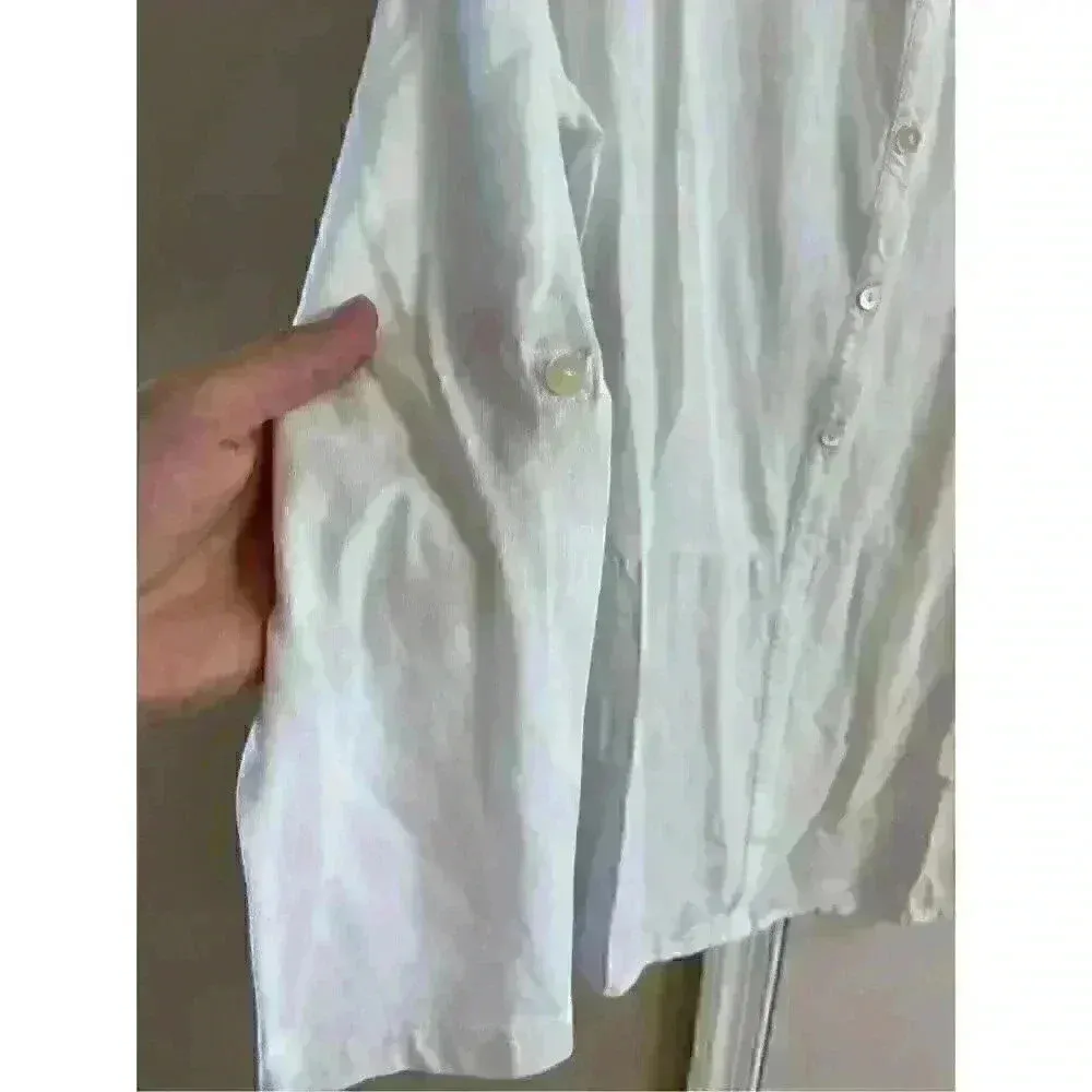 J. jill Womens Medium Modal Blend Half Button Up Roll Sleeve Tab Top - Image 3