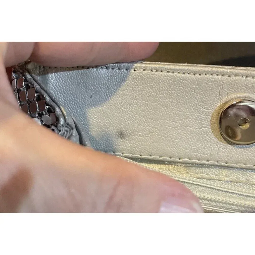 Silver Metal Mesh Small Purse Handbag‎ Handles Evening Bag 90S Y2K Retro VTG - Image 3