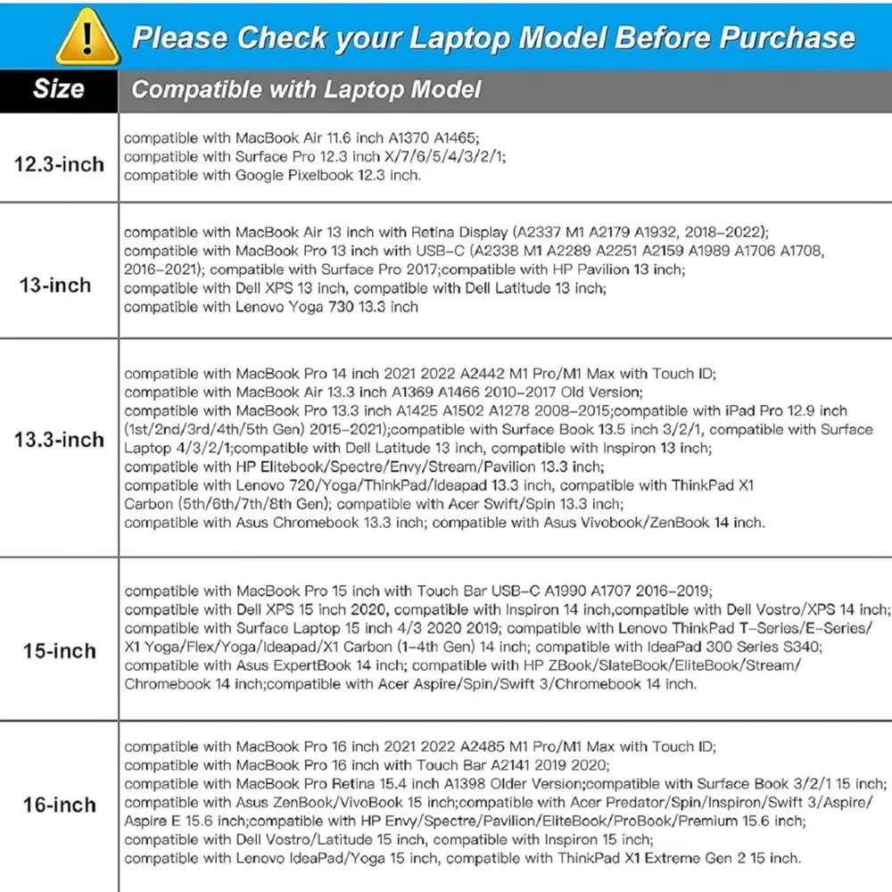 Cover Case for Macbook Air Pro Laptop Sleeve Gray White Marble Zipper SM8 - Image 6