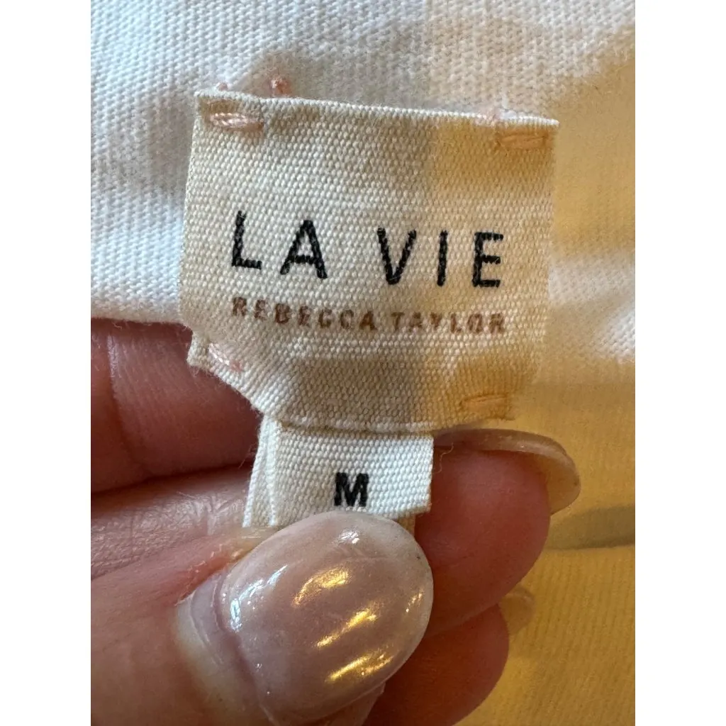 Rebecca Taylor La Vie Tee Women Medium White Cotton Crew Neck Cap Sleeve Top - Image 9